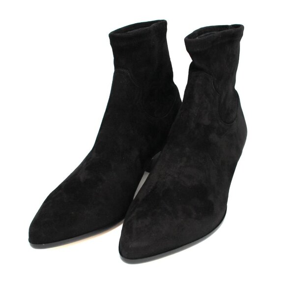 Tamara Mellon Go West Ankle Boots 35 Black Stretch Suede Ankle Bootie 41.5 NEW - Picture 2 of 9